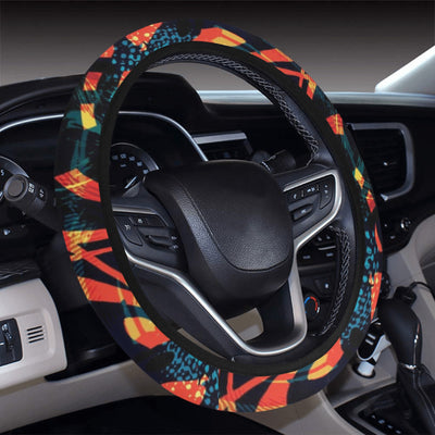 Orange Yellow Abstract Steering Wheel Cover