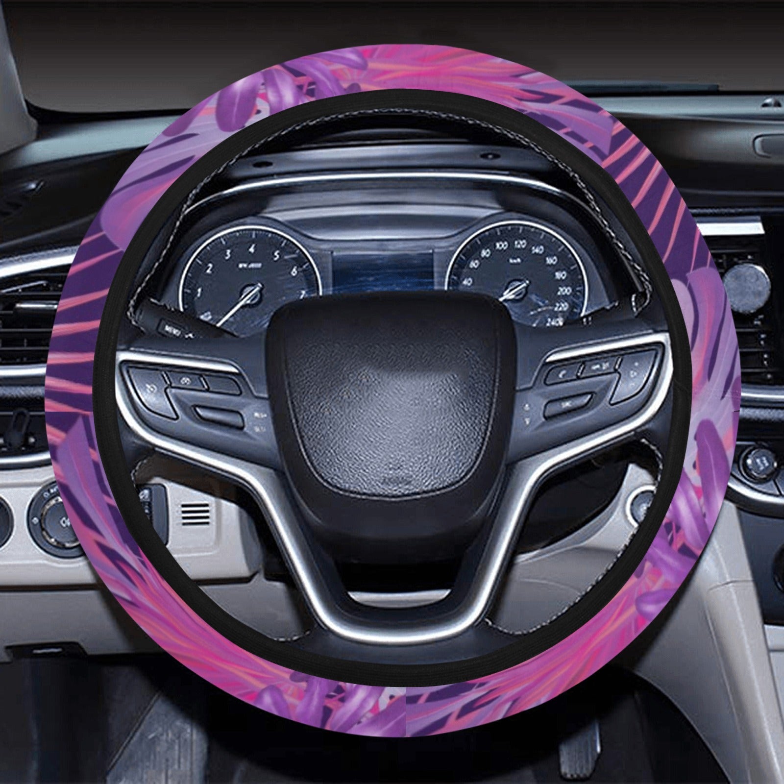 Purple Plants Steering Wheel Cover