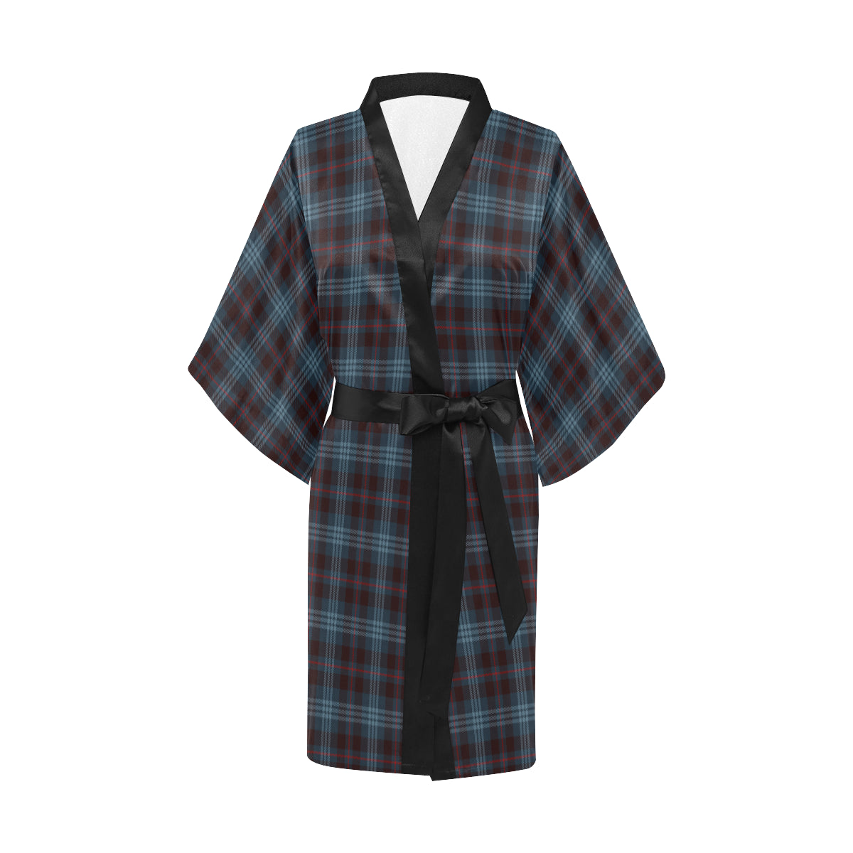 Blue Plaid Kimono Robe