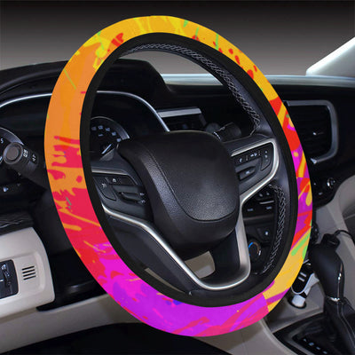 Colorful Paint Splatter Abtract Art Steering Wheel Cover