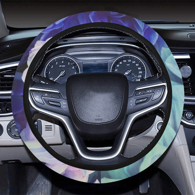 Blue Pink Floral Steering Wheel Cover