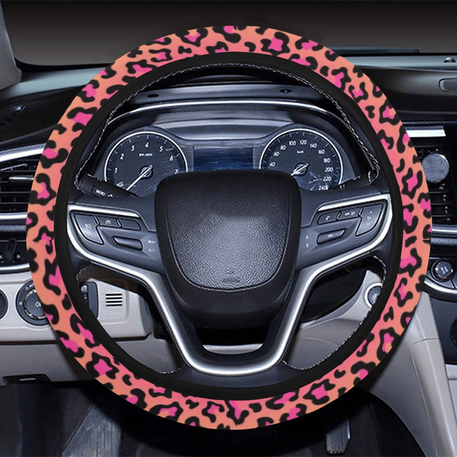Colorful Leopard-Print Stripes Steering Wheel Cover