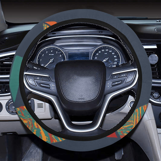 Orange Abstract Pattern Steering Wheel Cover
