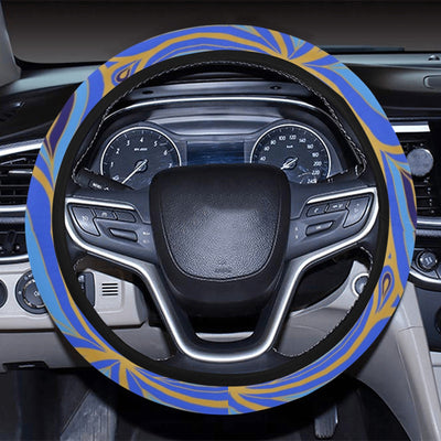 Blue & Gold Decor Steering Wheel Cover