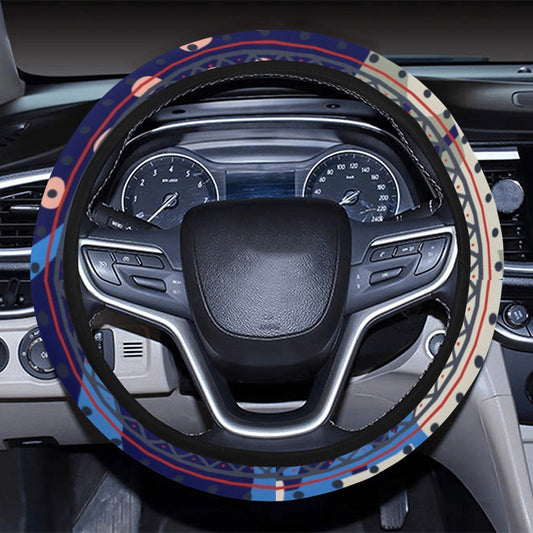 Blue Grey Abstract Steering Wheel Cover