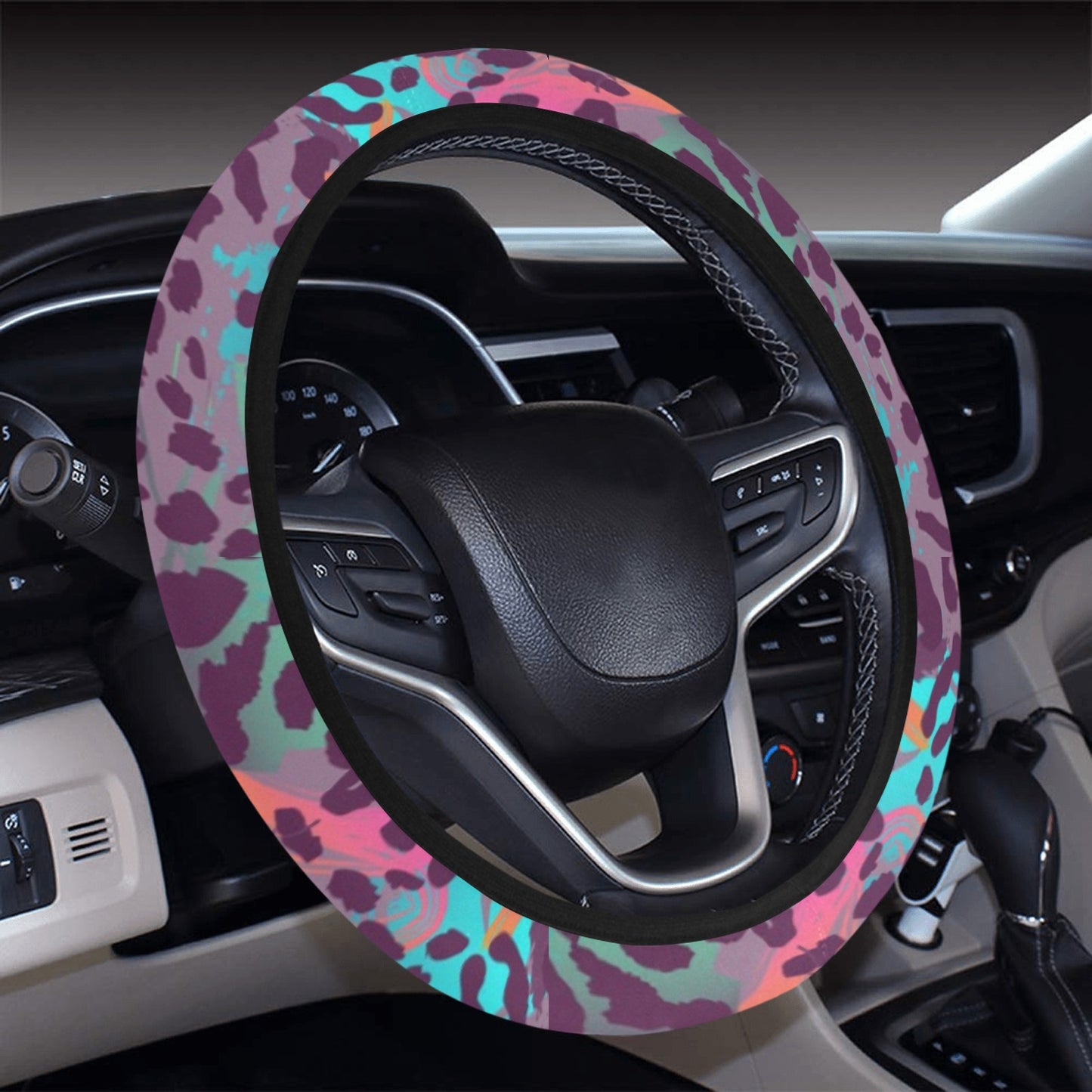 Pink Leopard Print Steering Wheel Cover
