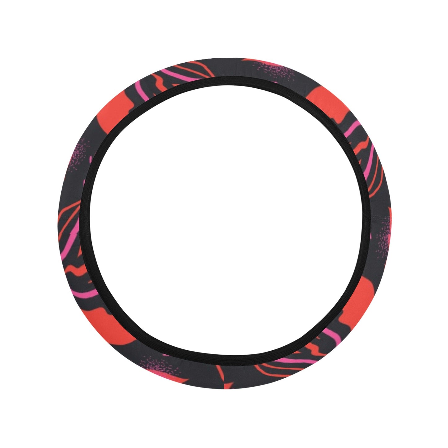 Red Floral Lips Steering Wheel Cover