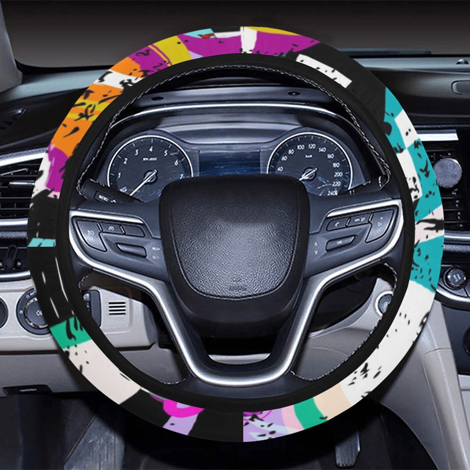 Colorful Floral Abstract Steering Wheel Cover