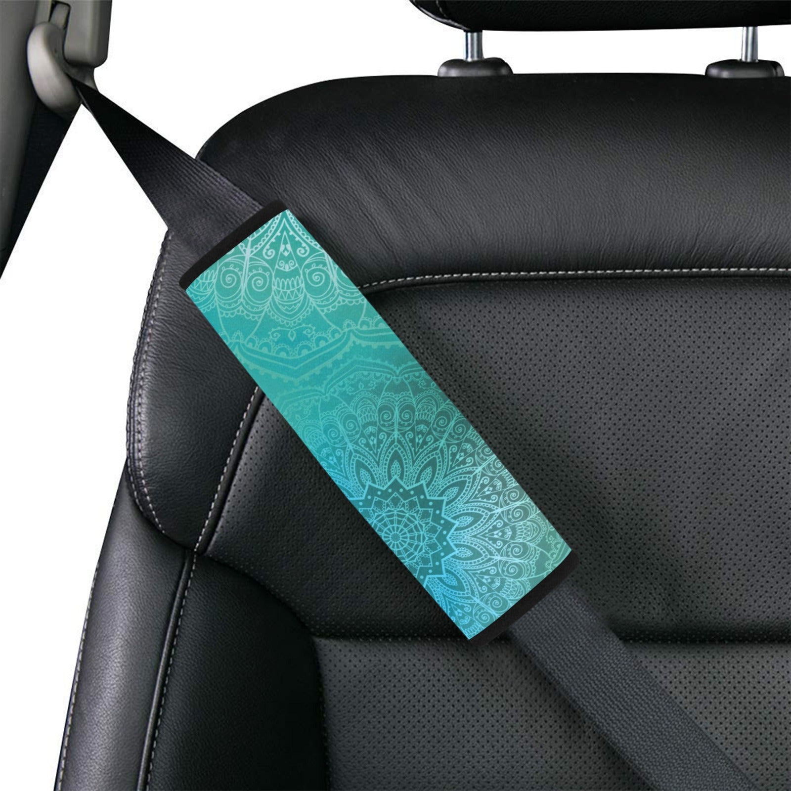 Teal Mandalas Car Seat Belt Cover