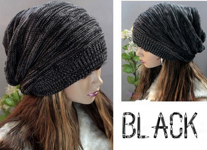 Womens Knit Baggy Beanie