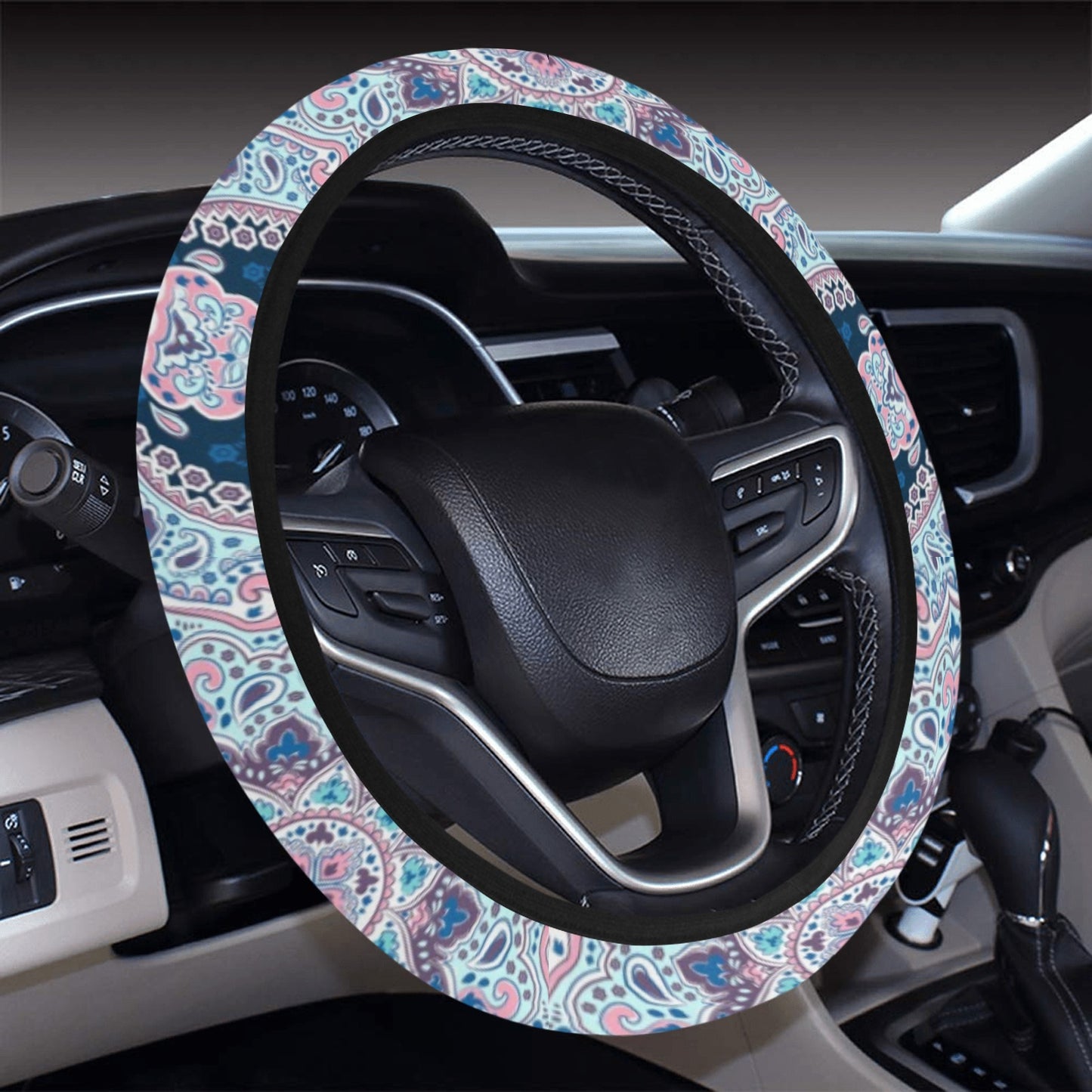 Pink Persian Print Steering Wheel Cover