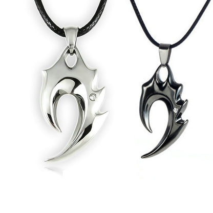 Mens Alloy Tribal Flame Pendant Necklace