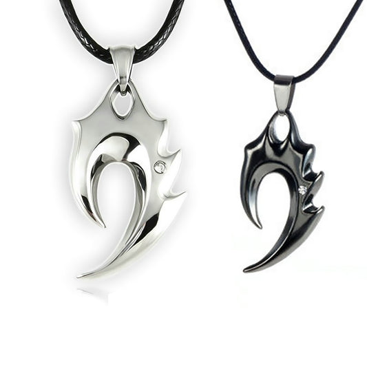 Mens Alloy Tribal Flame Pendant Necklace