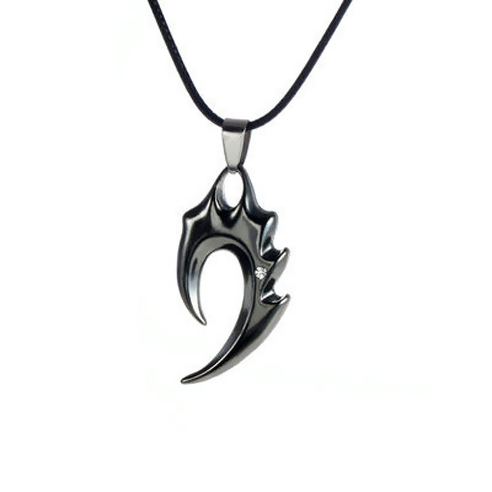 Mens Alloy Tribal Flame Pendant Necklace