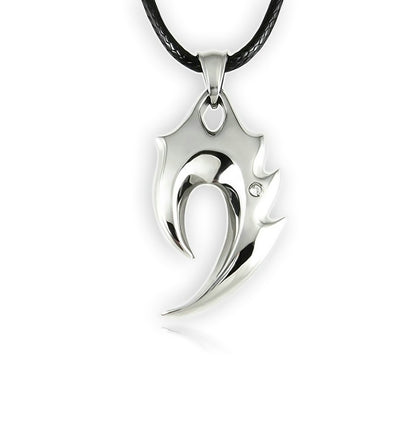 Mens Alloy Tribal Flame Pendant Necklace