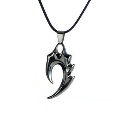 Mens Alloy Tribal Flame Pendant Necklace