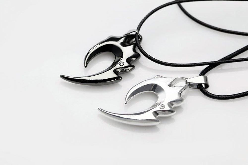 Mens Alloy Tribal Flame Pendant Necklace