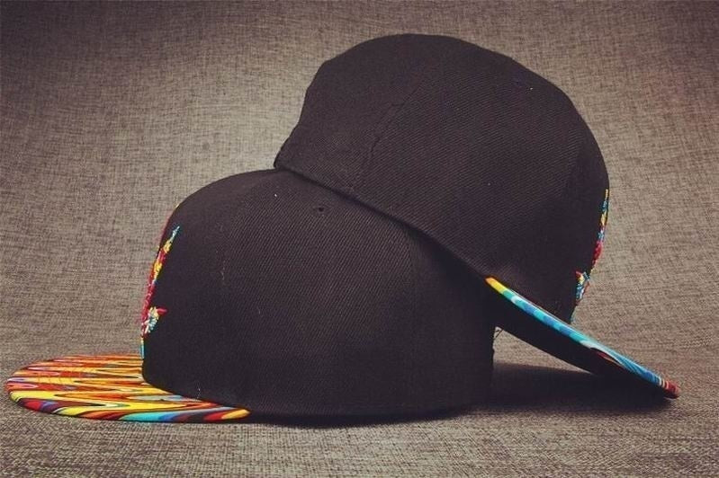 Colorful Psychedelic Marijuana Weed Leaf Snapback Hat Cap