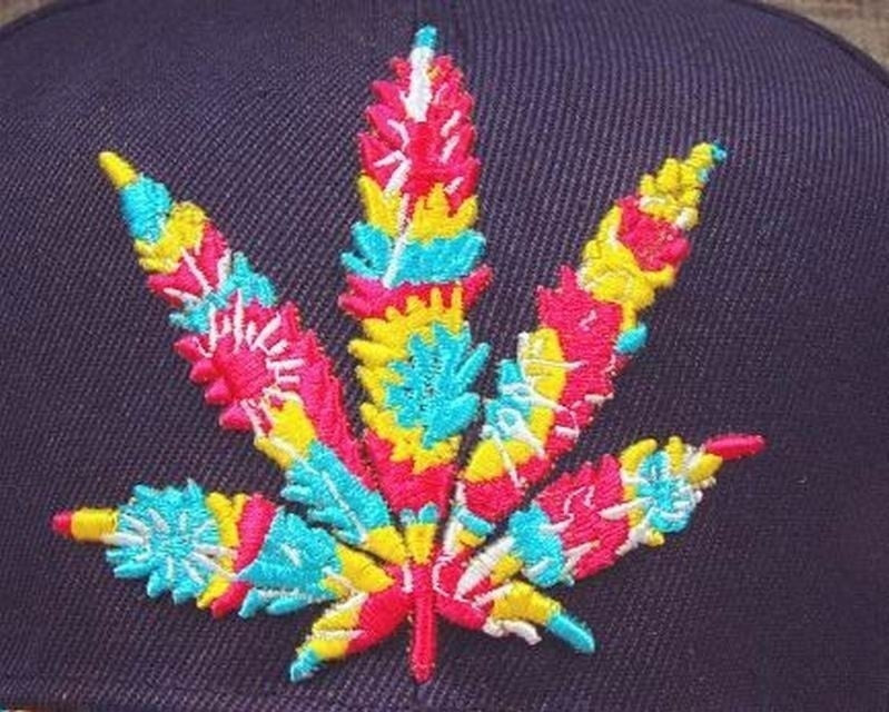 Colorful Psychedelic Marijuana Weed Leaf Snapback Hat Cap