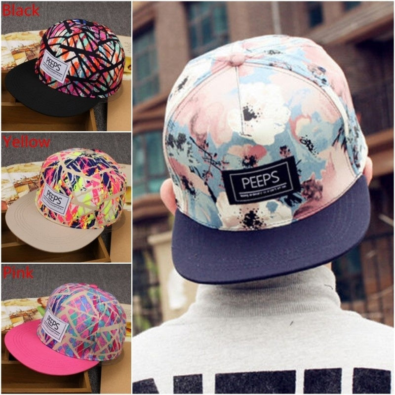 Womens Floral Print Snapback Cap Hat