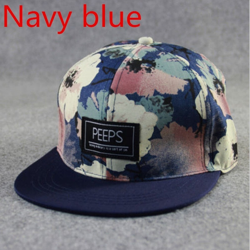 Womens Floral Print Snapback Cap Hat