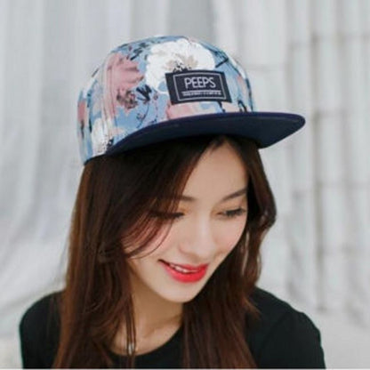 Womens Floral Print Snapback Cap Hat