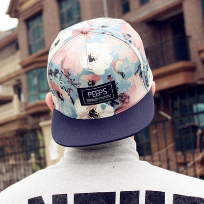 Womens Floral Print Snapback Cap Hat
