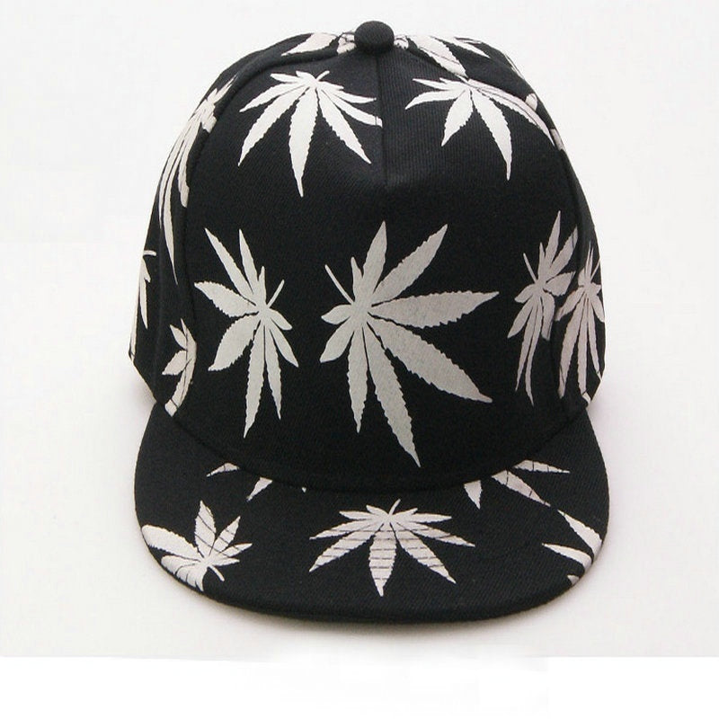 Luminous Glow in the Dark Marijuana Weed Leaf Snapback Hat Cap