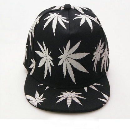 Luminous Glow in the Dark Marijuana Weed Leaf Snapback Hat Cap