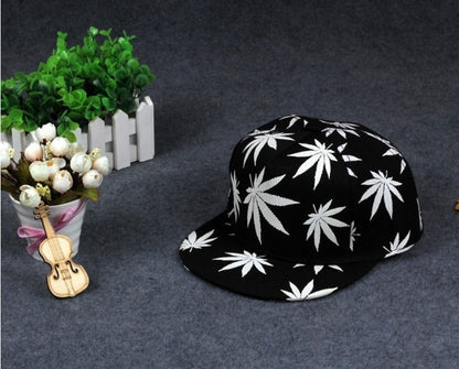 Luminous Glow in the Dark Marijuana Weed Leaf Snapback Hat Cap