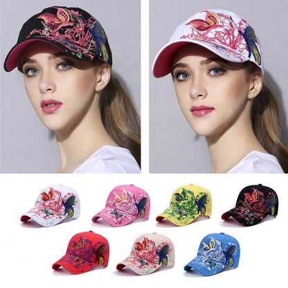 Womens Embroided Butterfly Cap Hat