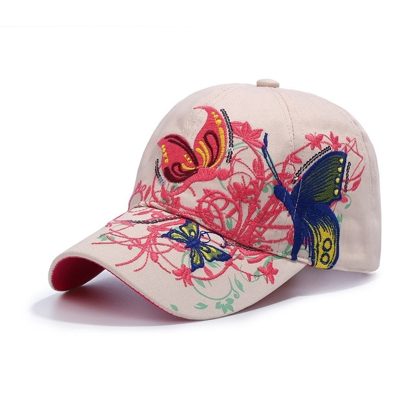 Womens Embroided Butterfly Cap Hat