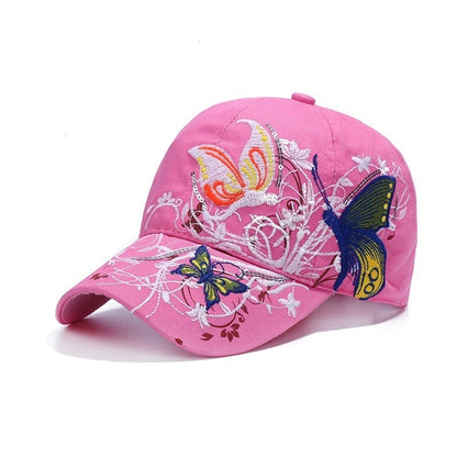 Womens Embroided Butterfly Cap Hat