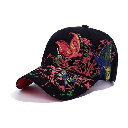 Womens Embroided Butterfly Cap Hat
