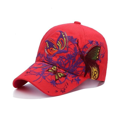 Womens Embroided Butterfly Cap Hat