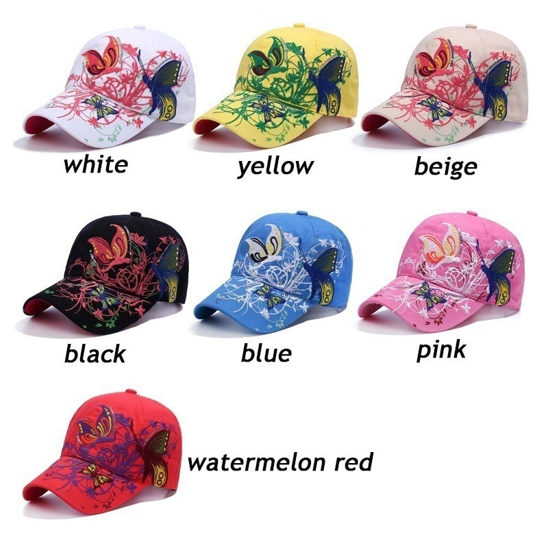 Womens Embroided Butterfly Cap Hat