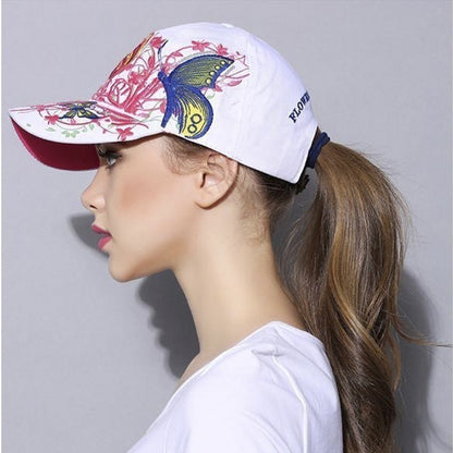 Womens Embroided Butterfly Cap Hat