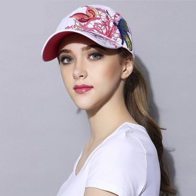 Womens Embroided Butterfly Cap Hat
