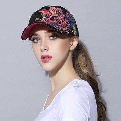 Womens Embroided Butterfly Cap Hat