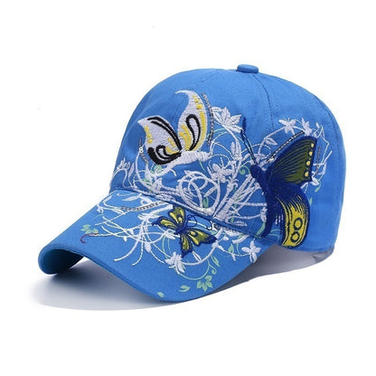 Womens Embroided Butterfly Cap Hat