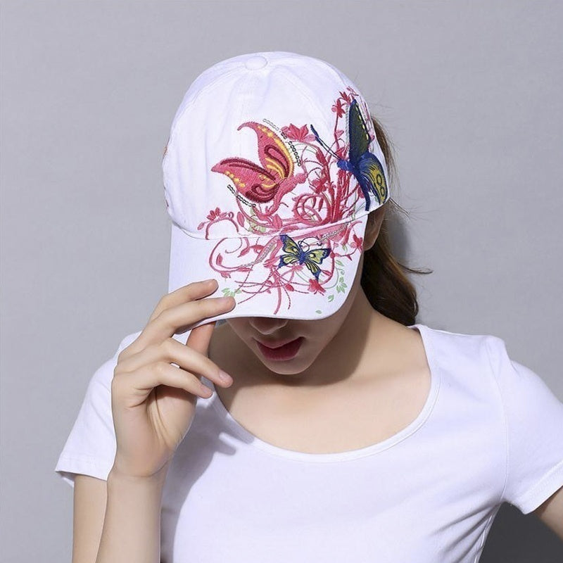 Womens Embroided Butterfly Cap Hat