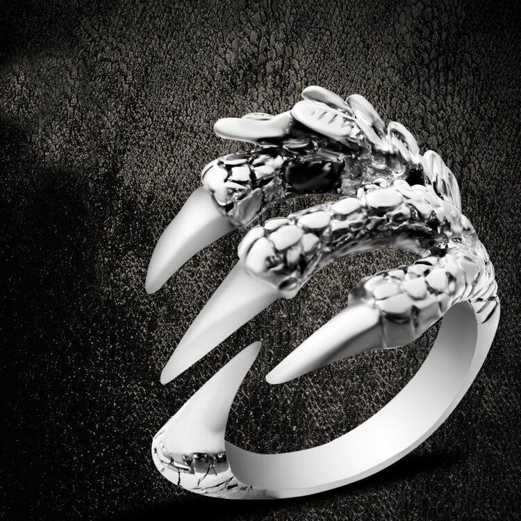 Mens Stainless Steel Gothic Dragon Claw Ring