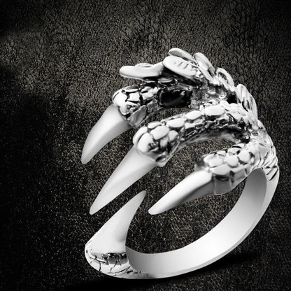 Mens Stainless Steel Gothic Dragon Claw Ring