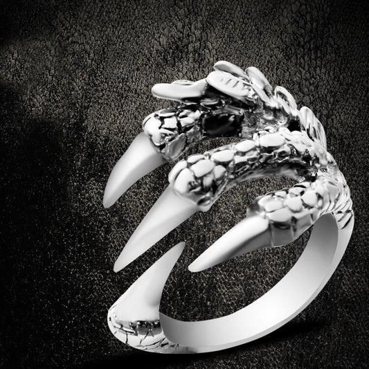 Mens Stainless Steel Gothic Dragon Claw Ring