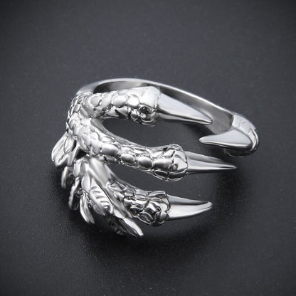 Mens Stainless Steel Gothic Dragon Claw Ring