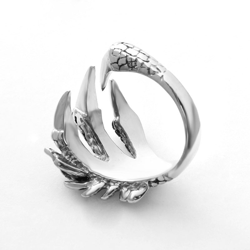 Mens Stainless Steel Gothic Dragon Claw Ring