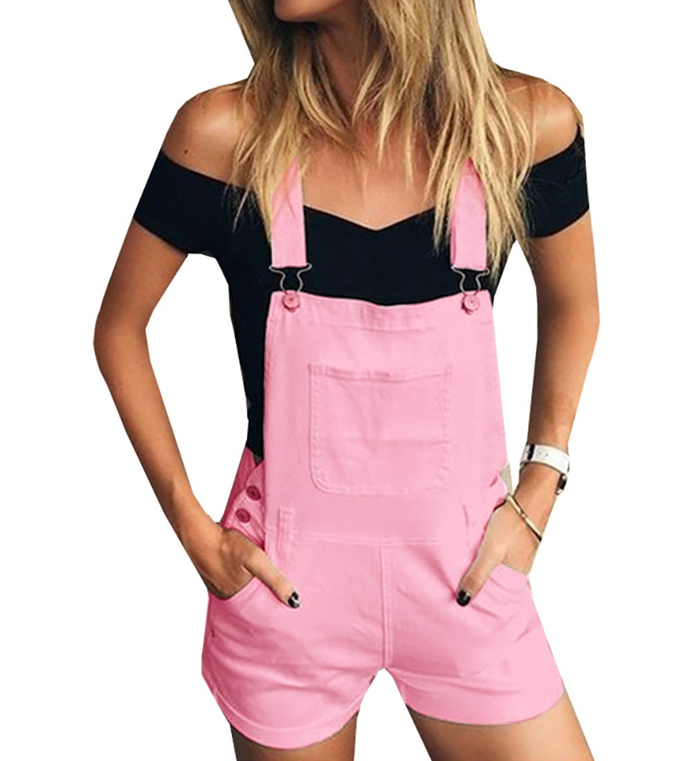 Womens Denim Overalls Romper Jumpsuit