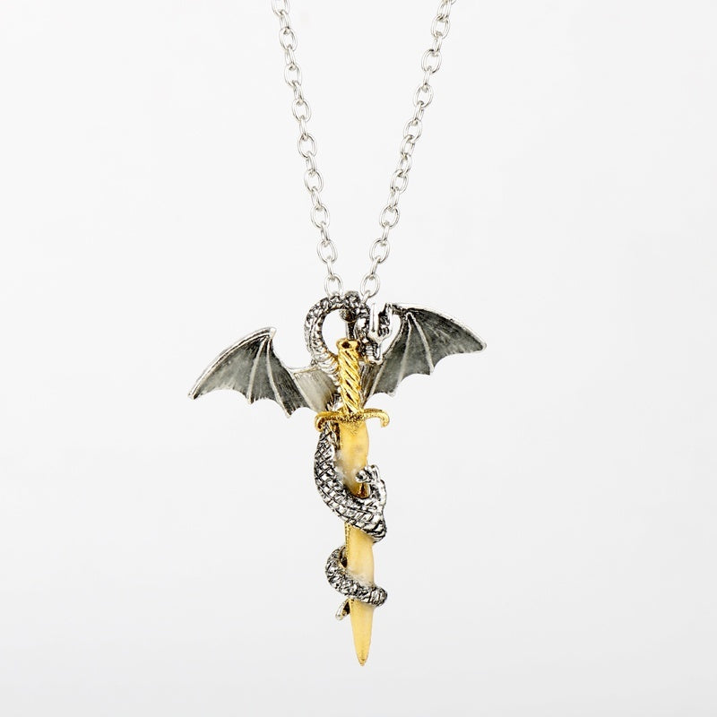 Luminous Vintage Dragon Sword Pendant Necklace