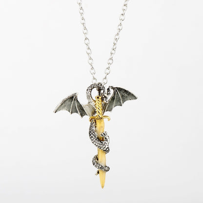 Luminous Vintage Dragon Sword Pendant Necklace