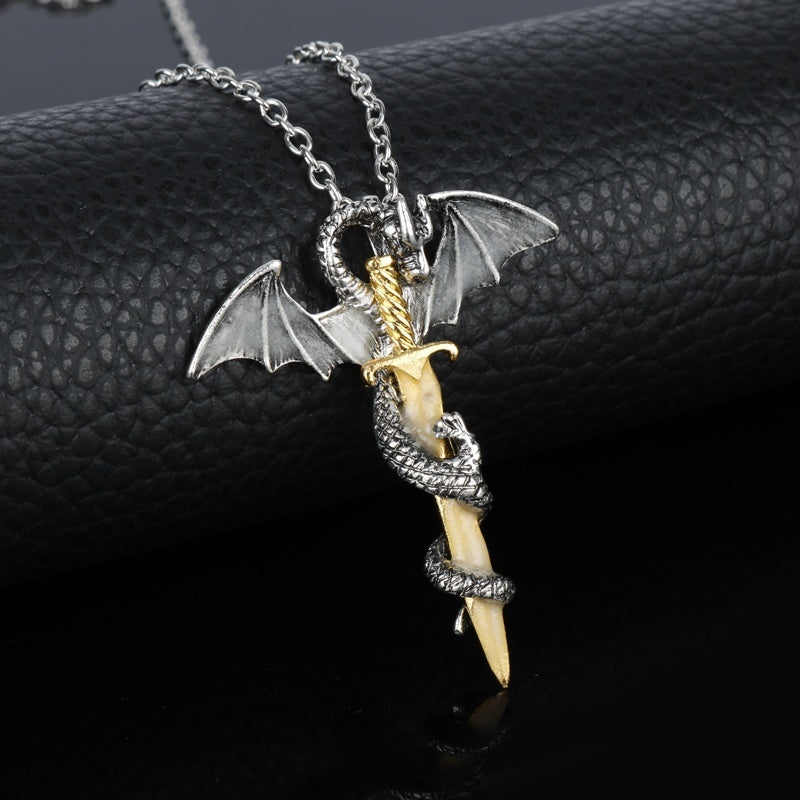Luminous Vintage Dragon Sword Pendant Necklace
